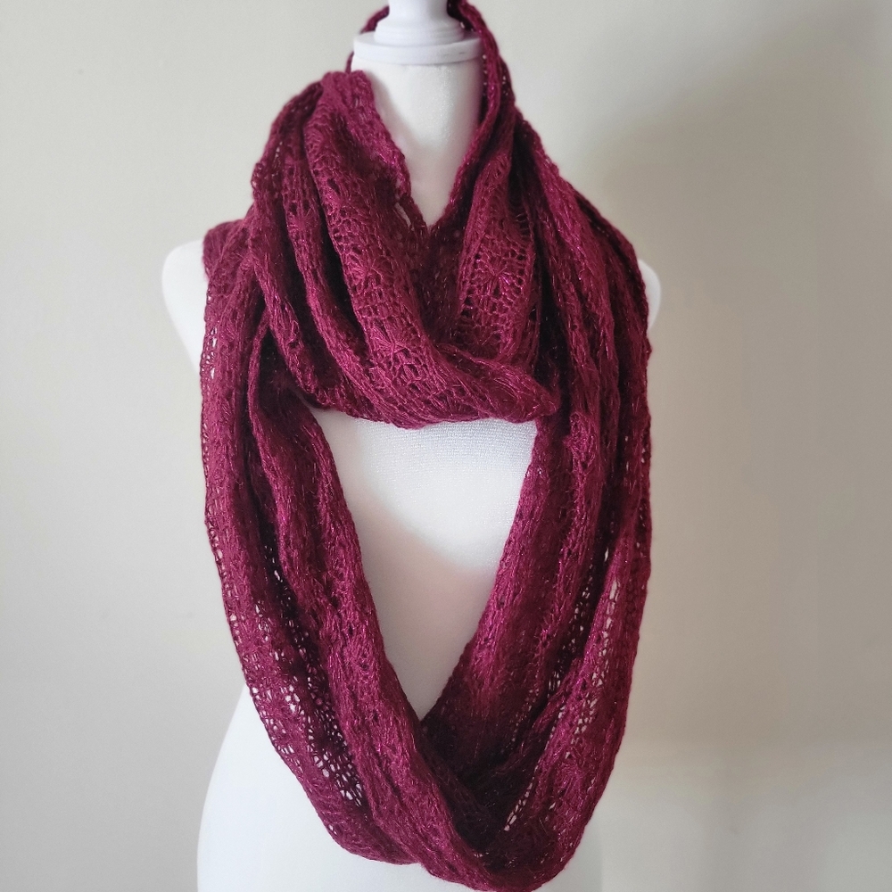 Charming Charlie Burgundy Knit Infinity Scarf